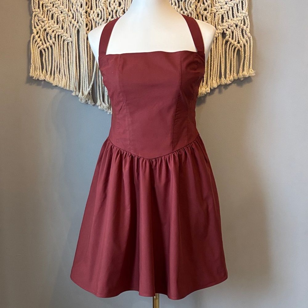 Free People Wine Halter Mini Dress